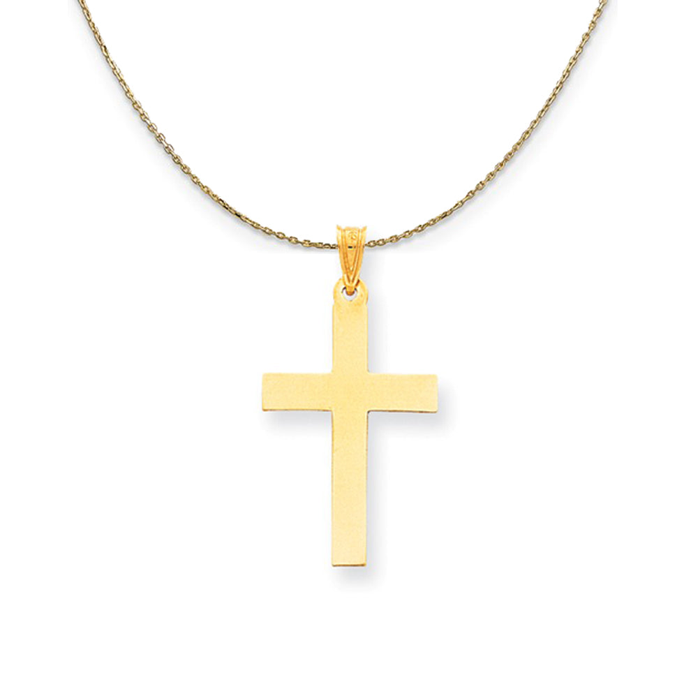 14k Yellow Gold, Satin Latin Cross, 18 x 34mm Necklace, Item N24879 by The Black Bow Jewelry Co.