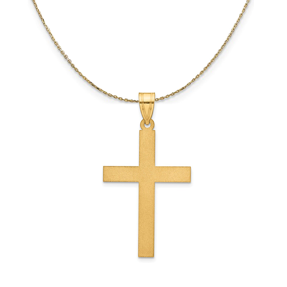 14k Yellow Gold Satin Latin Cross (33mm) Necklace, Item N24880 by The Black Bow Jewelry Co.
