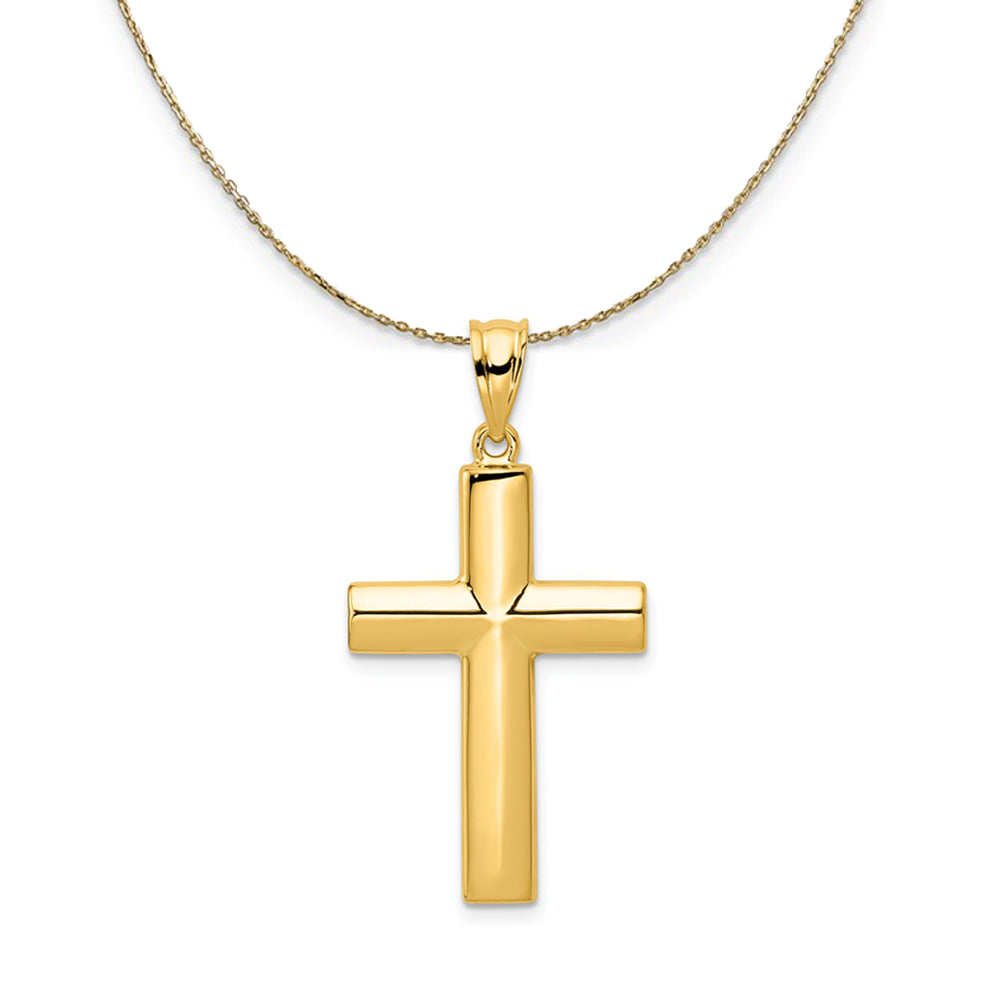 14k Yellow Gold, Hollow Cross Necklace, Item N24882 by The Black Bow Jewelry Co.