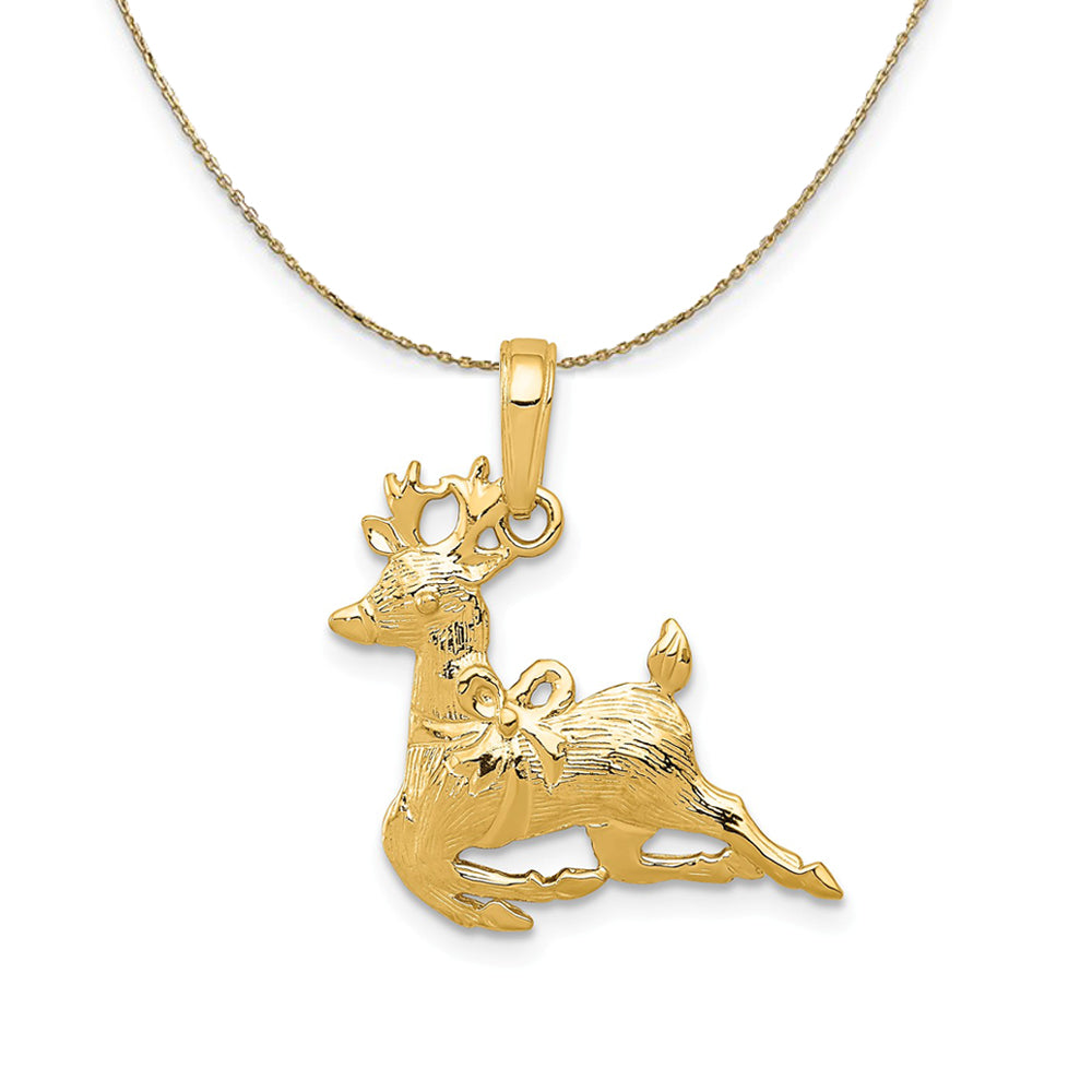 14k Yellow Gold Reindeer Necklace, Item N24886 by The Black Bow Jewelry Co.