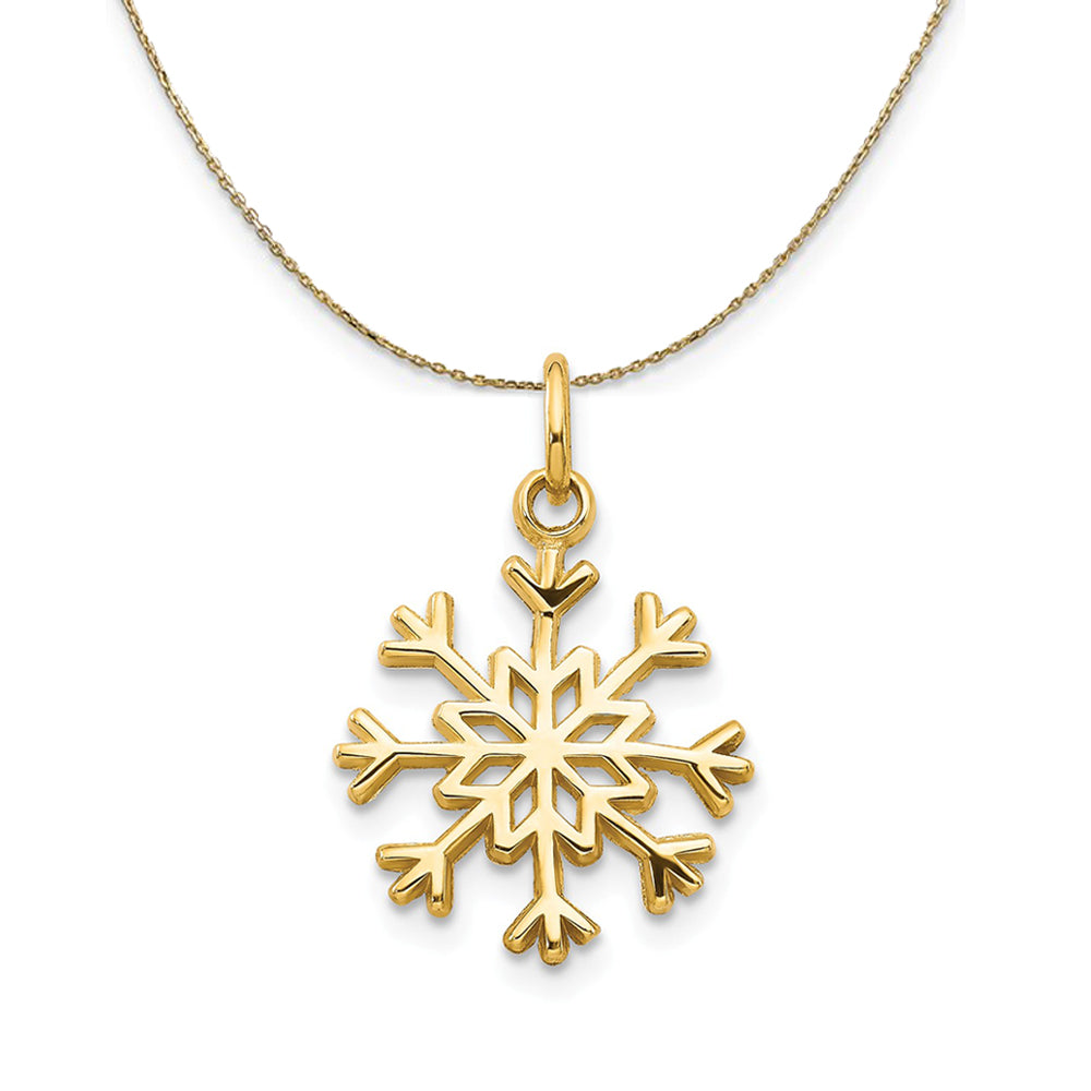 14k Yellow Gold Polished Snowflake Necklace, Item N24888 by The Black Bow Jewelry Co.