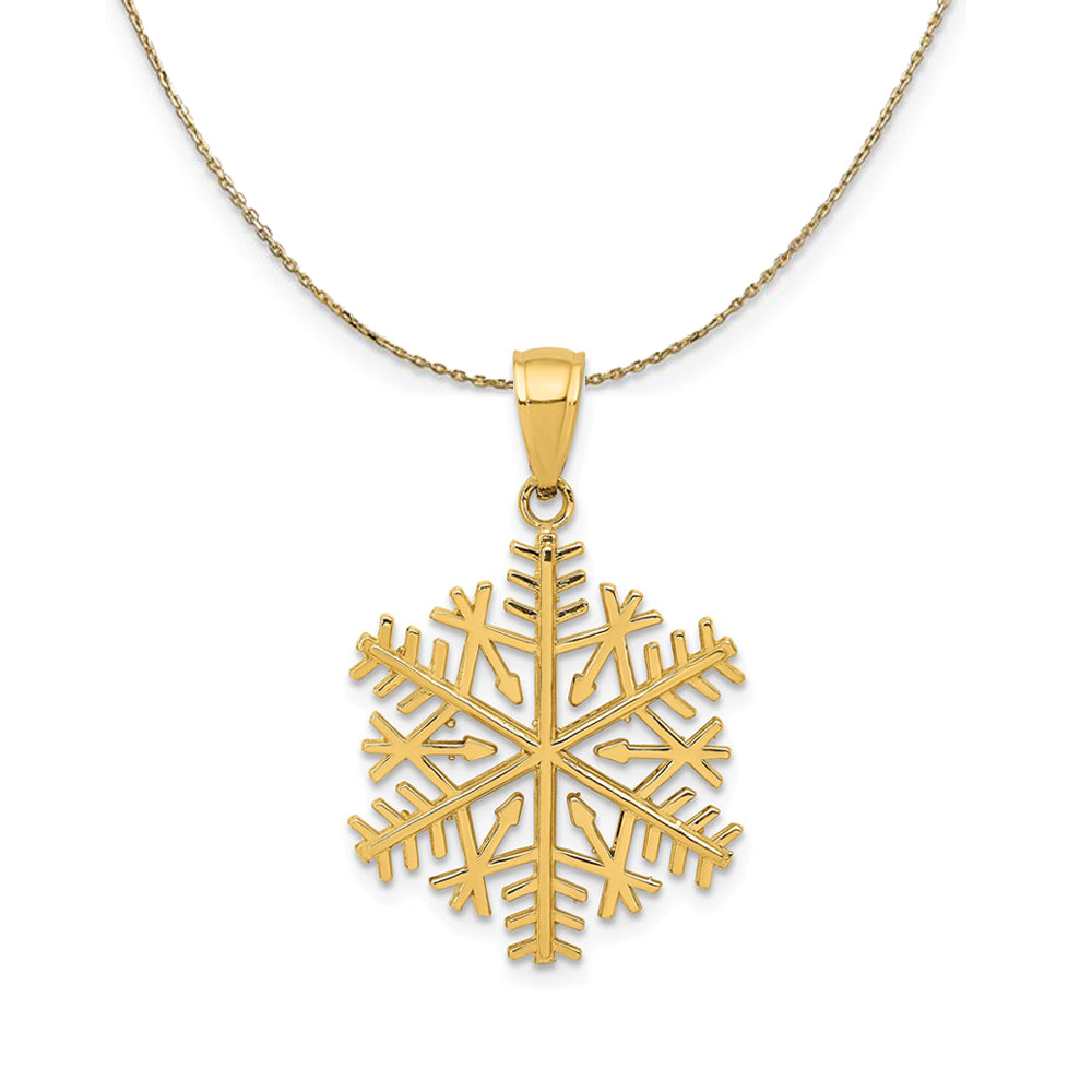 14k Yellow Gold 3D Aspen Snowflake (3/4 Inch) Necklace, Item N24891 by The Black Bow Jewelry Co.