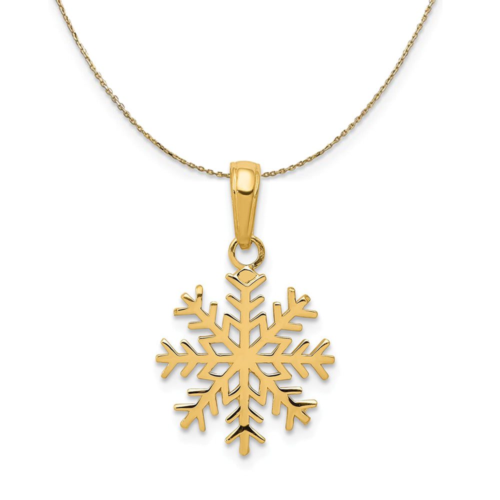 14k Yellow Gold 3D Snowflake Necklace, Item N24893 by The Black Bow Jewelry Co.
