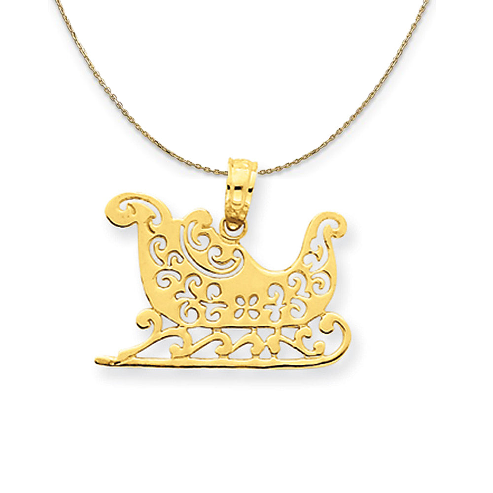 14k Yellow Gold Ornamental Sleigh Necklace, Item N24895 by The Black Bow Jewelry Co.