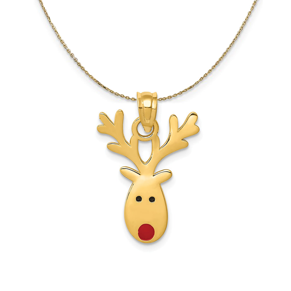 14k Yellow Gold Animated Reindeer Necklace, Item N24898 by The Black Bow Jewelry Co.