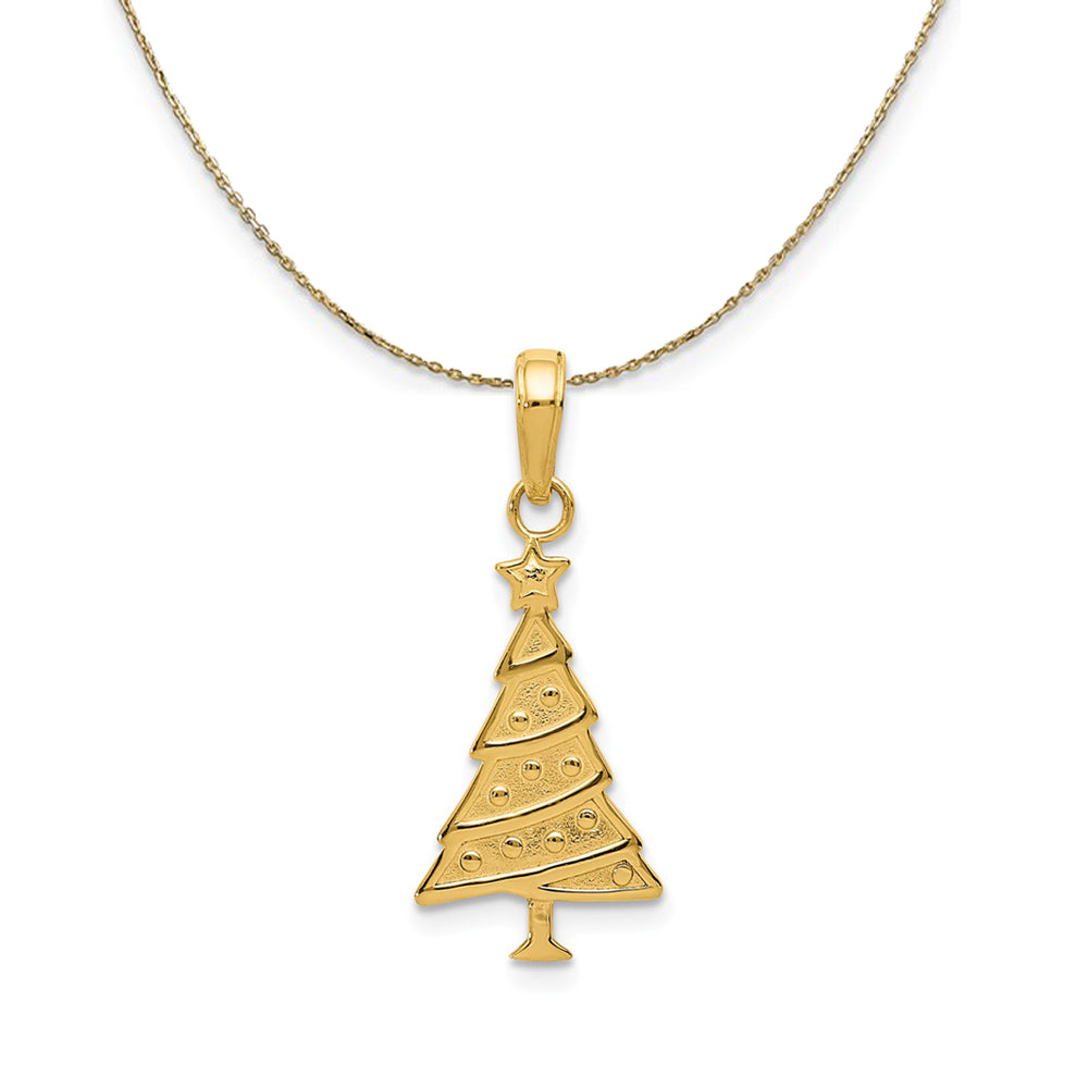 14k Yellow Gold Christmas Tree and Garland Necklace, Item N24901 by The Black Bow Jewelry Co.