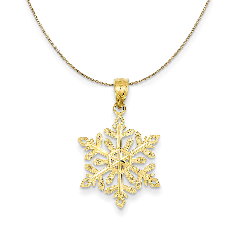 14k Yellow Gold, Snowflake Necklace, Item N24907 by The Black Bow Jewelry Co.