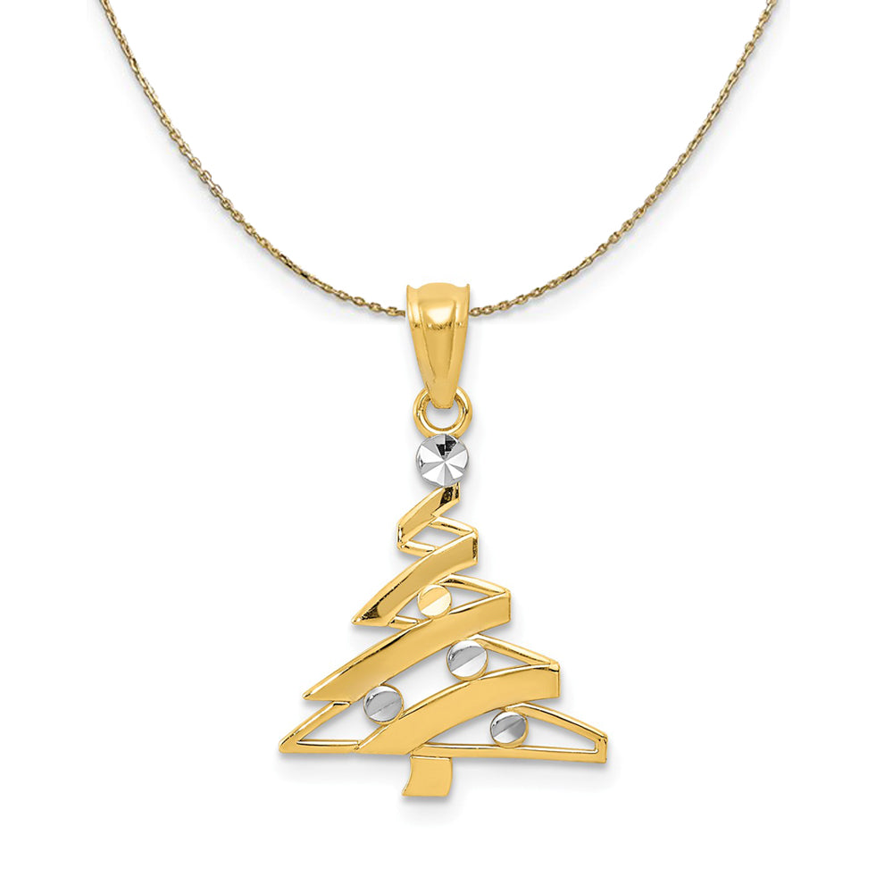 14k Yellow Gold, Christmas Tree Necklace, Item N24909 by The Black Bow Jewelry Co.