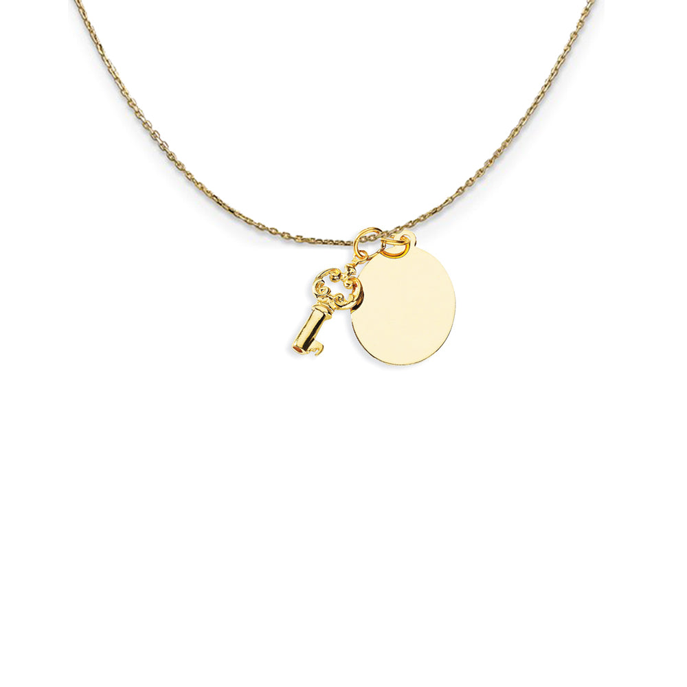 14k Yellow Gold Key and Tag Necklace, Item N24920 by The Black Bow Jewelry Co.