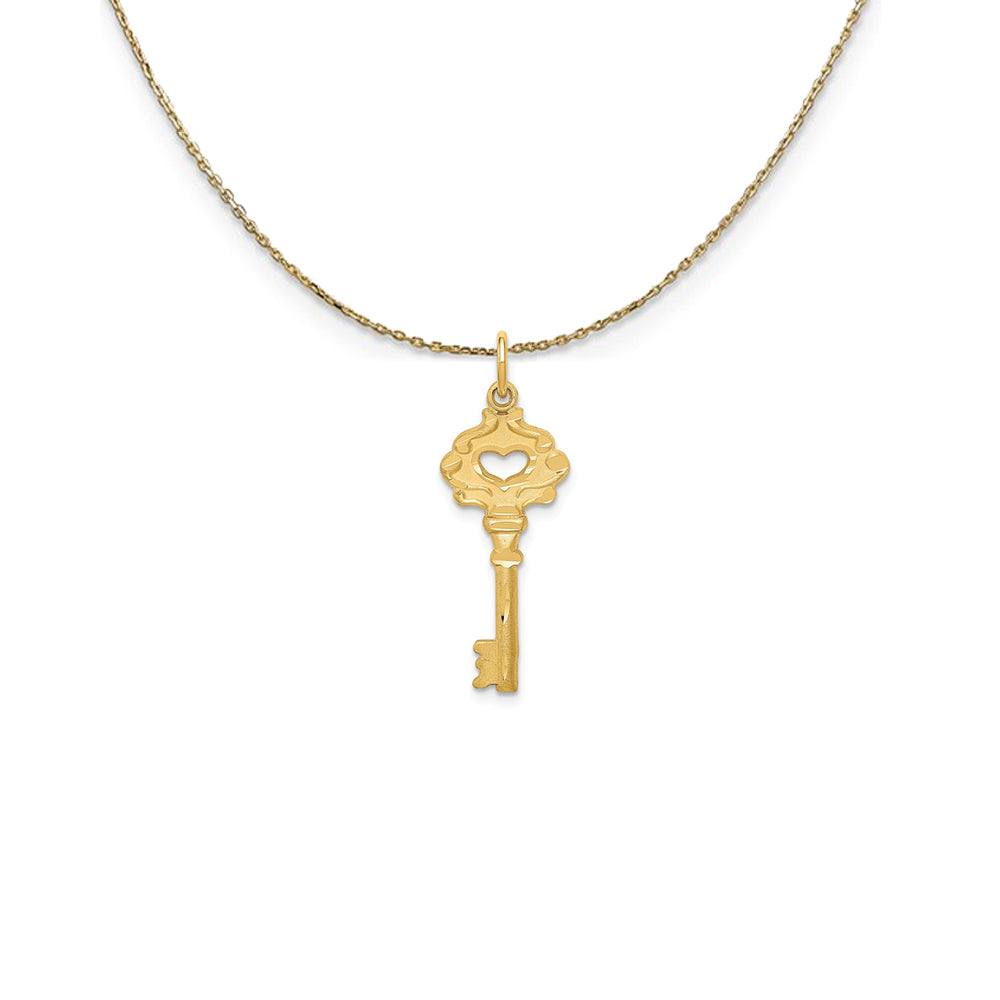 14k Yellow Gold Heart Cutout Key Necklace, Item N24923 by The Black Bow Jewelry Co.