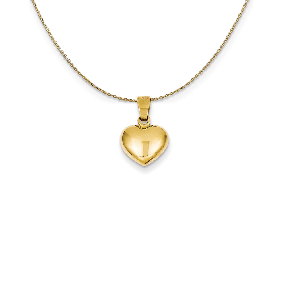 14k Yellow Gold 3D Puffed Heart (10mm) Necklace, Item N24932 by The Black Bow Jewelry Co.