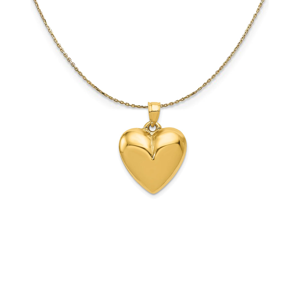 14k Yellow Gold Puffed Heart Tapered Bail Necklace, Item N24934 by The Black Bow Jewelry Co.