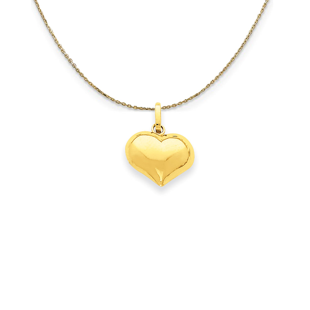 14k Yellow Gold Puffed Heart (11mm) Necklace, Item N24936 by The Black Bow Jewelry Co.