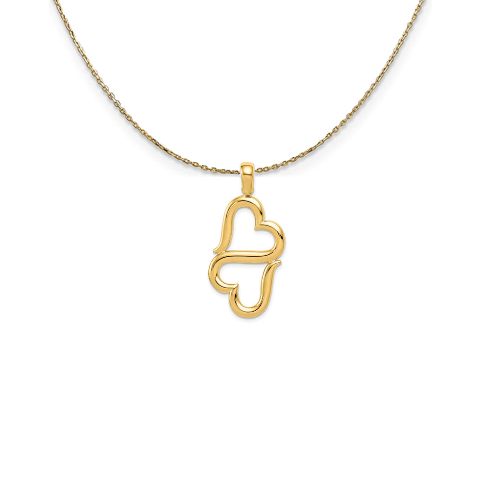 14k Yellow Gold Two Hearts Combined Necklace, Item N24970 by The Black Bow Jewelry Co.