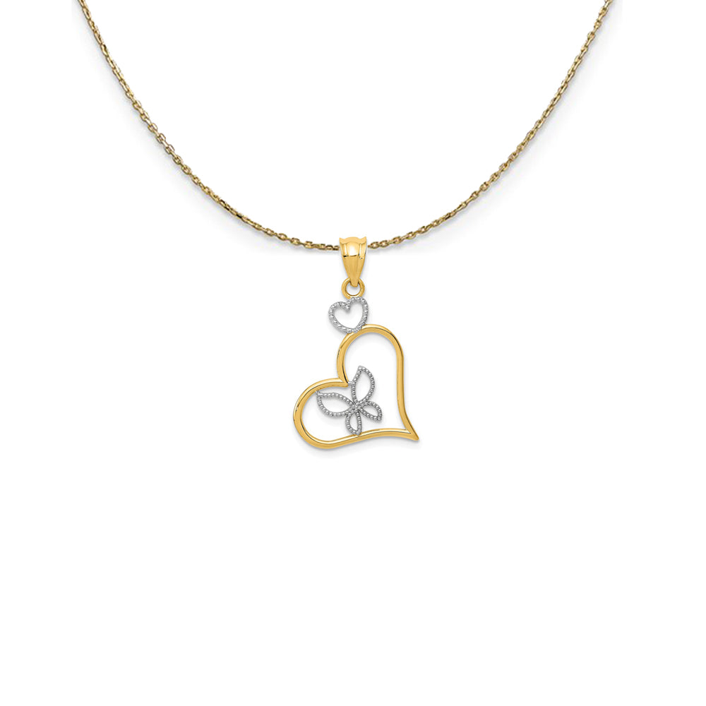 14k Yellow Gold and Rhodium Heart Necklace, Item N24971 by The Black Bow Jewelry Co.