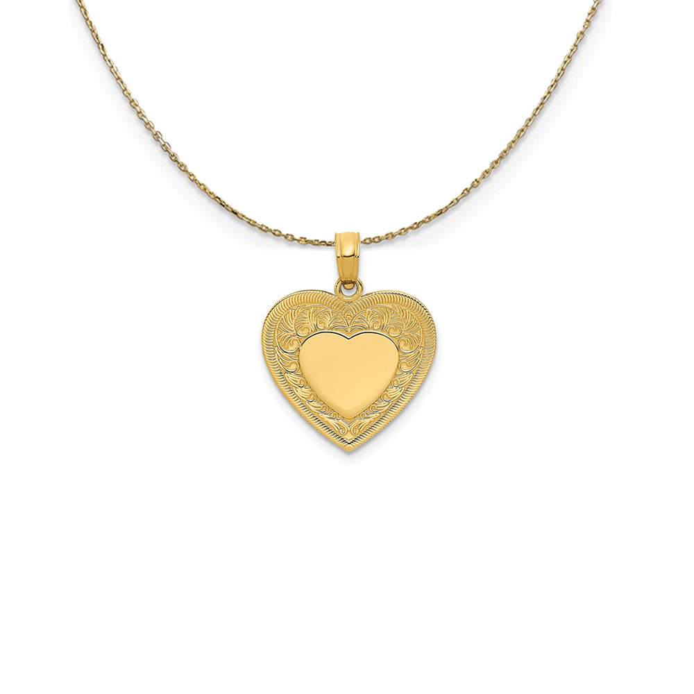 14k Yellow Gold Heart Necklace, Item N24973 by The Black Bow Jewelry Co.