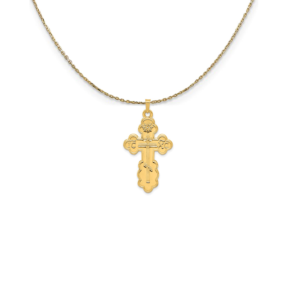 14k Yellow Gold Eastern Orthodox Cross (40mm) Necklace, Item N24976 by The Black Bow Jewelry Co.