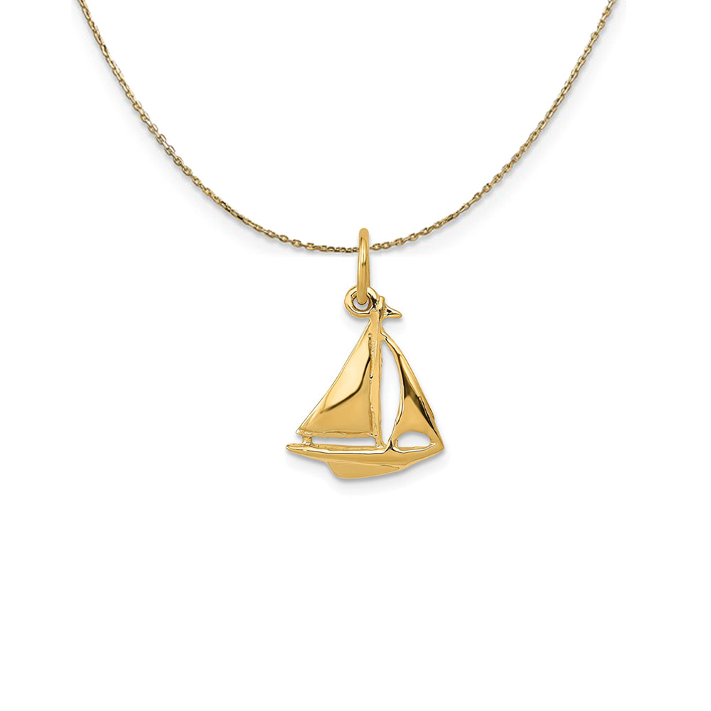 14k Yellow Gold 3D Sailboat Necklace, Item N24984 by The Black Bow Jewelry Co.