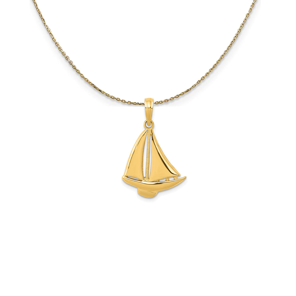 14k Yellow Gold Polished Sailboat (15 x 23mm) Necklace, Item N24988 by The Black Bow Jewelry Co.