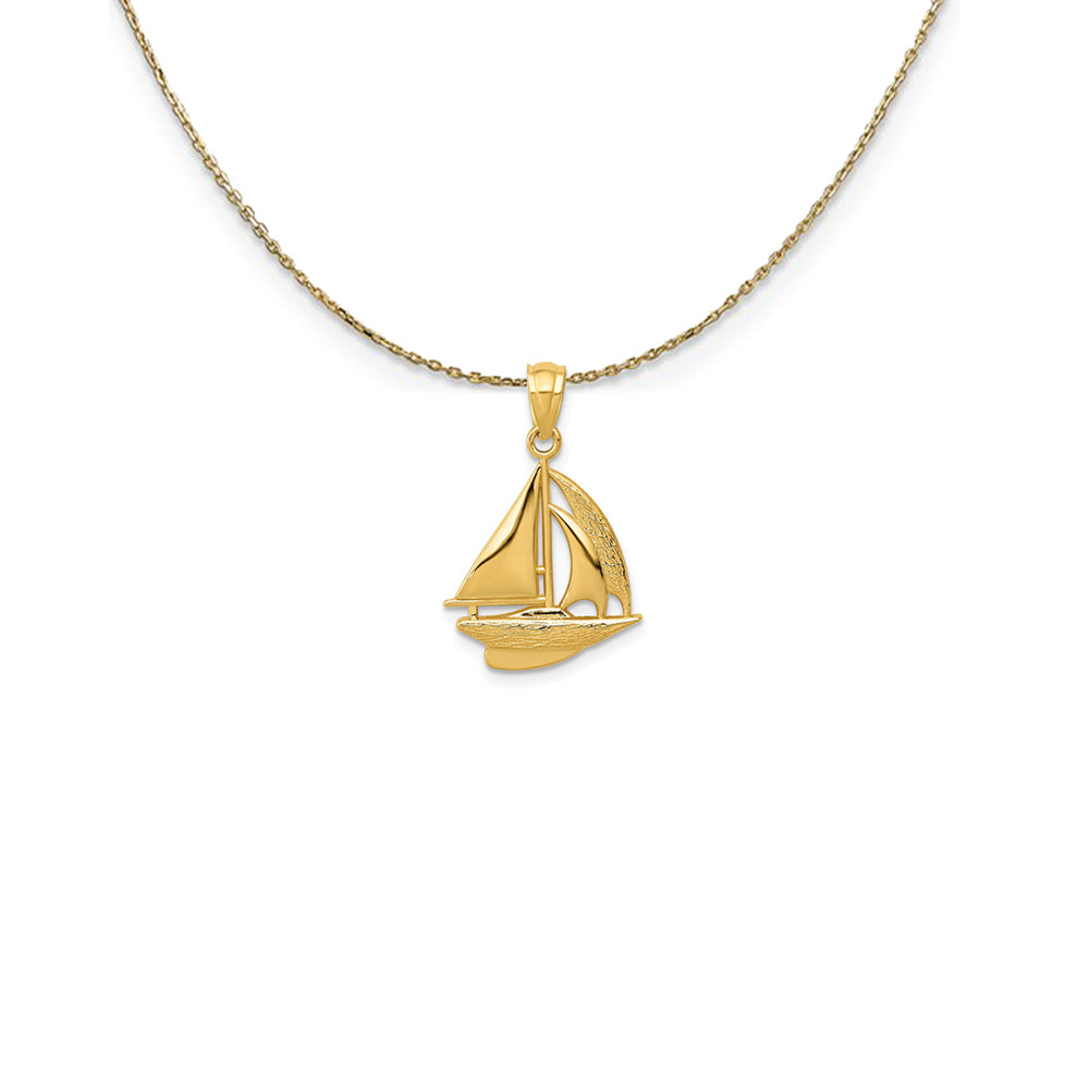 14k Yellow Gold Small Sailboat Necklace, Item N24989 by The Black Bow Jewelry Co.