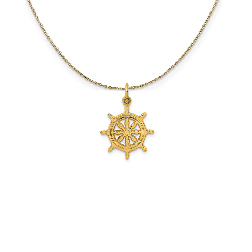 14k Yellow Gold Captain&#39;s Wheel Necklace, Item N24994 by The Black Bow Jewelry Co.
