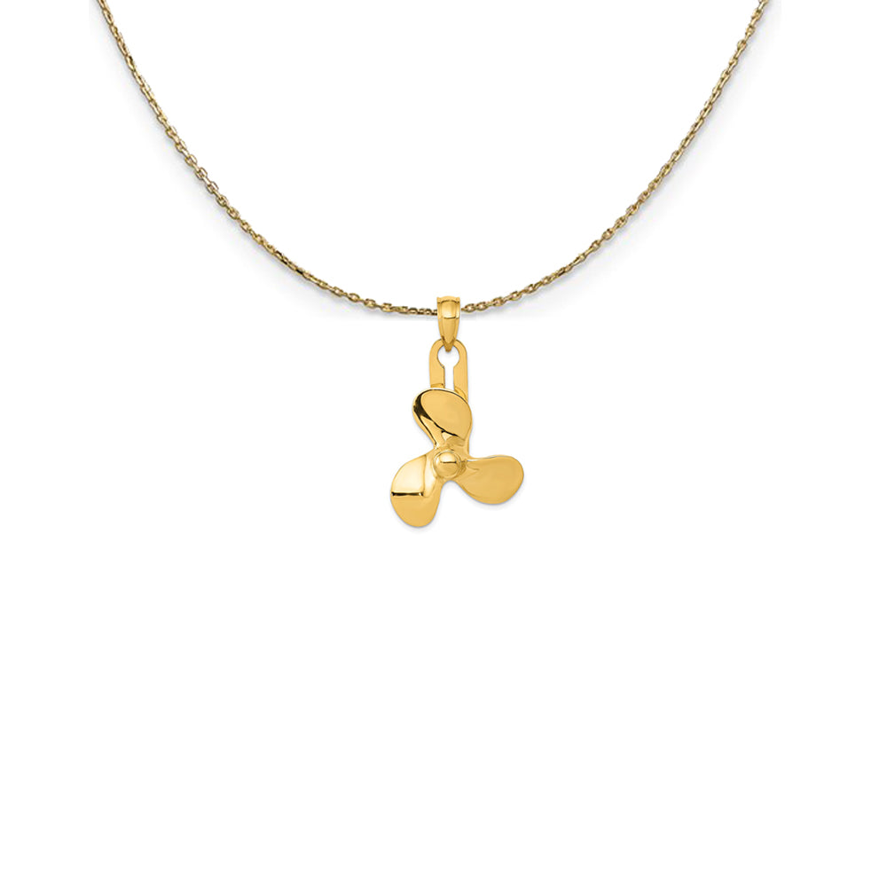 14k Yellow Gold Three Blade Spinning Propeller Necklace, Item N25003 by The Black Bow Jewelry Co.