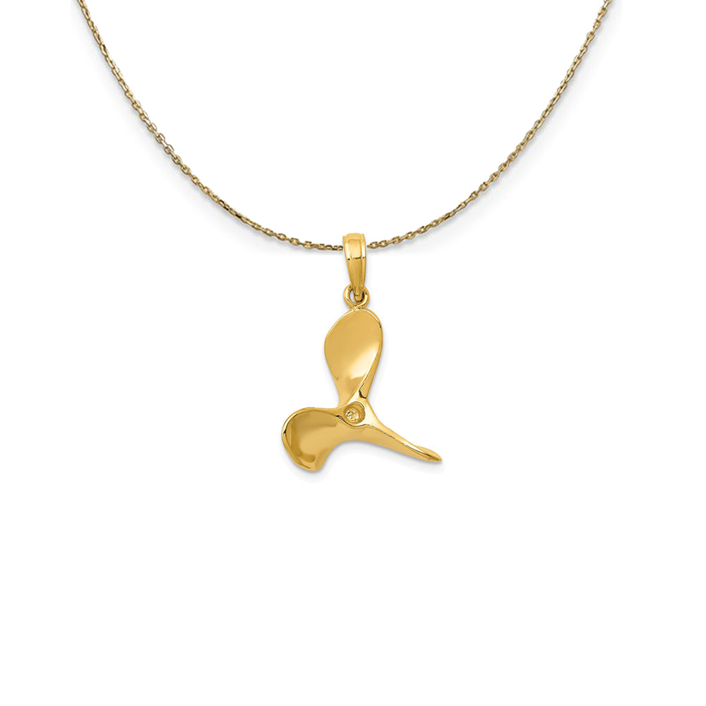 14k Yellow Gold 3 Dimensional 3 Blade Propeller Necklace, Item N25007 by The Black Bow Jewelry Co.