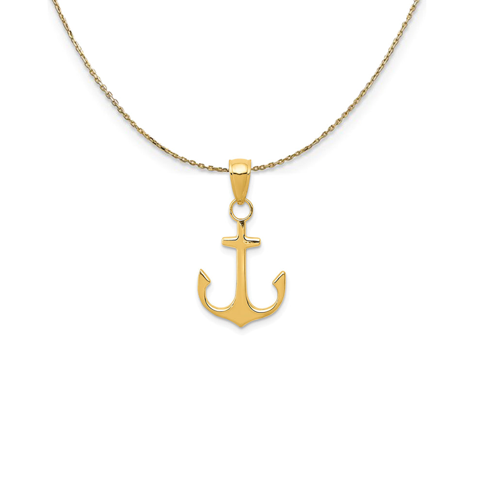 14k Yellow Gold Unadorned Anchor (14 x 24mm) Necklace, Item N25010 by The Black Bow Jewelry Co.