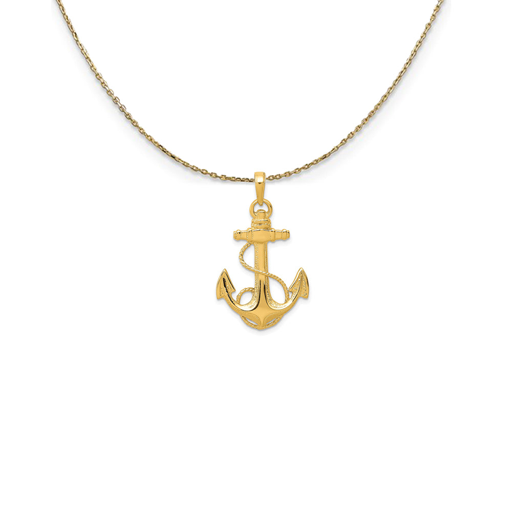 14k Yellow Gold Admiralty Anchor with Rope Necklace, Item N25016 by The Black Bow Jewelry Co.