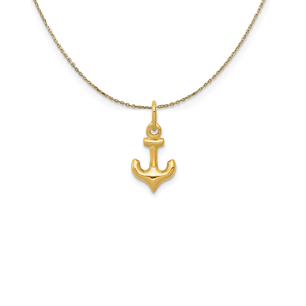 14k Yellow Gold Mini Hollow Anchor Necklace, Item N25021 by The Black Bow Jewelry Co.