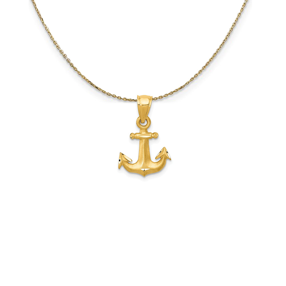 14k Yellow Gold Satin Anchor Necklace, Item N25022 by The Black Bow Jewelry Co.