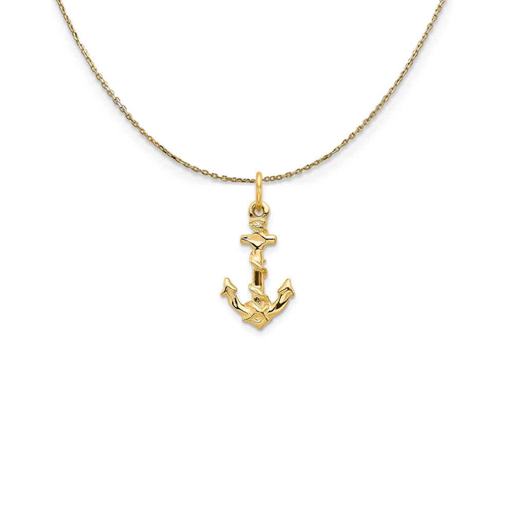 14k Yellow Gold Diamond Cut Anchor Necklace, Item N25023 by The Black Bow Jewelry Co.