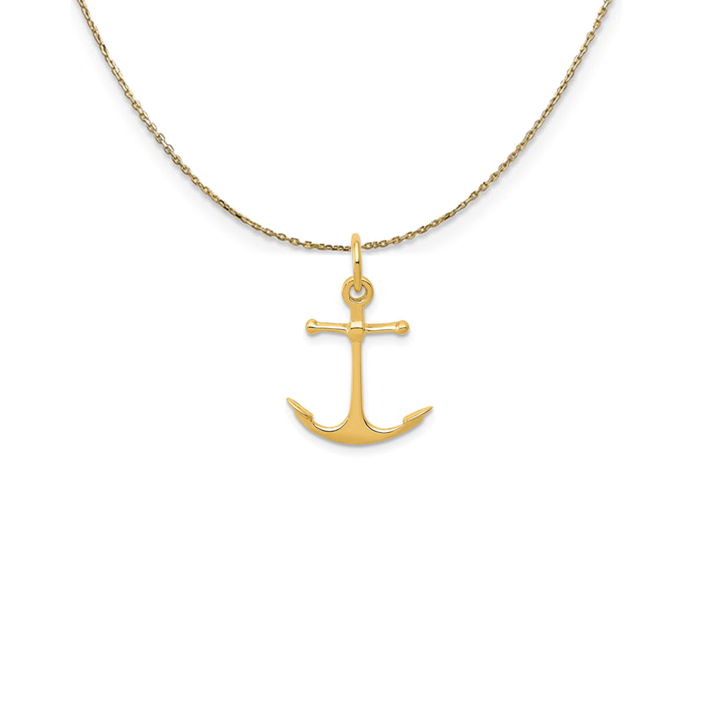 14k Yellow Gold Polished Anchor Necklace, Item N25025 by The Black Bow Jewelry Co.