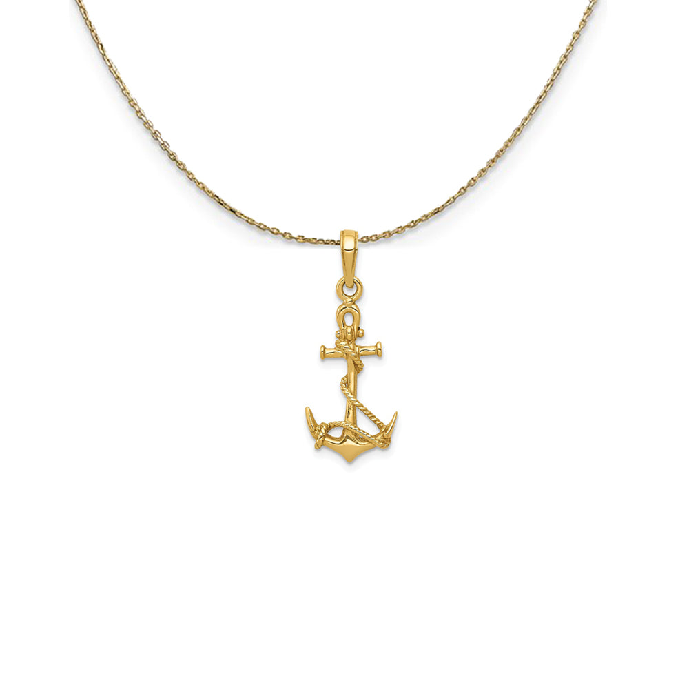 14k Yellow Gold Anchor with Shackle and Entwined Rope Necklace, Item N25029 by The Black Bow Jewelry Co.