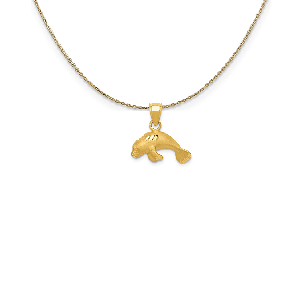 14k Yellow Gold Satin and Diamond Cut Manatee Calf Necklace, Item N25070 by The Black Bow Jewelry Co.