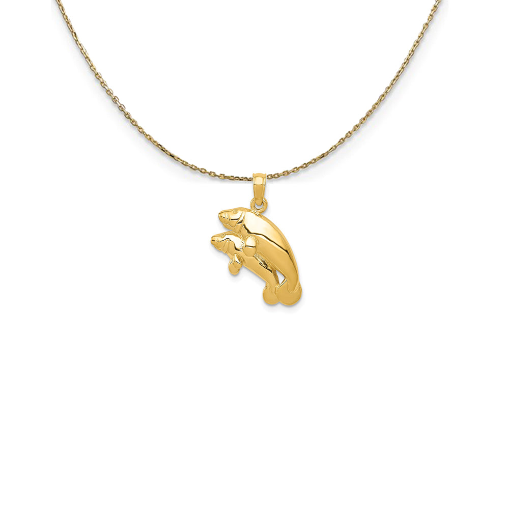 14k Yellow Gold Double Manatee Necklace, Item N25071 by The Black Bow Jewelry Co.
