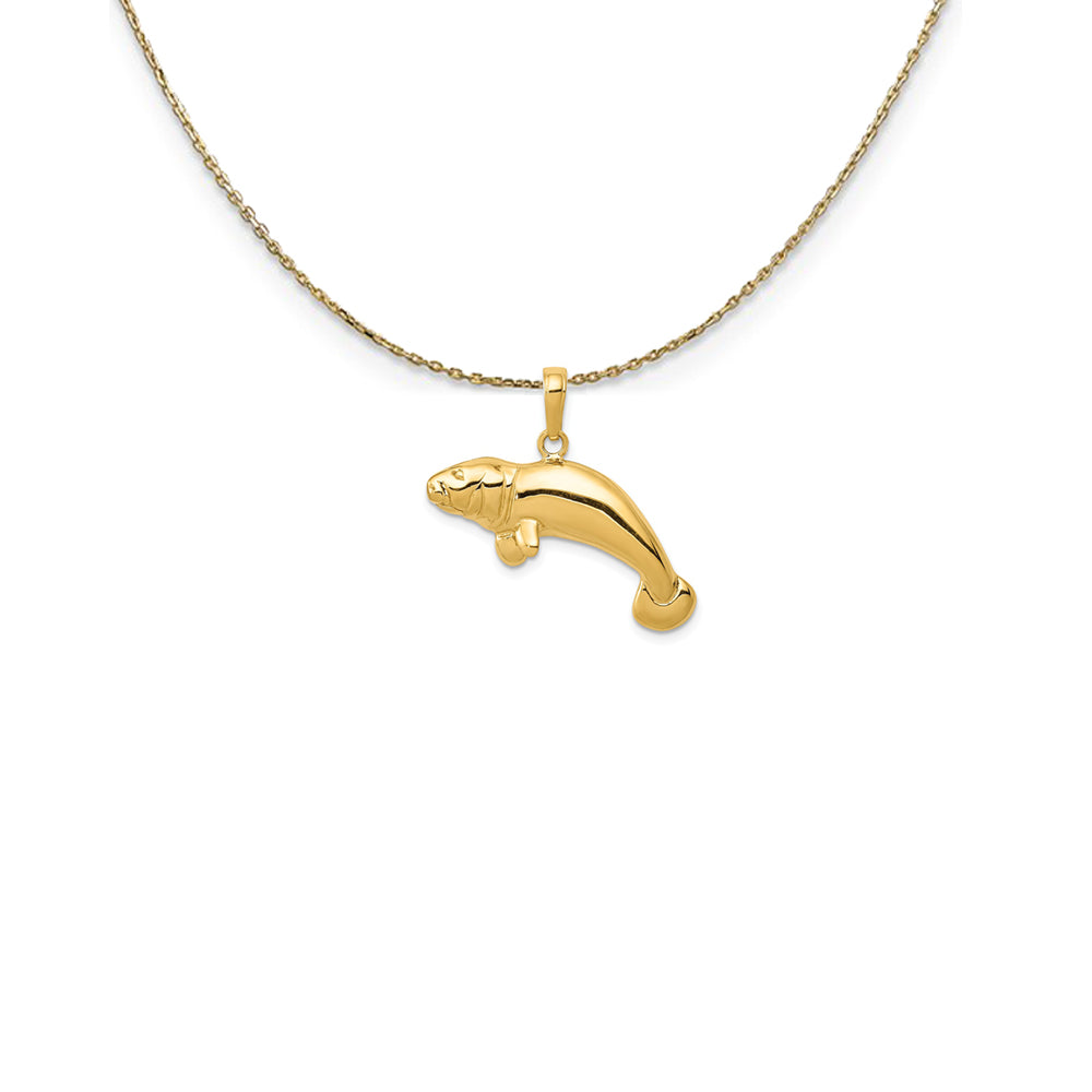 14k Yellow Gold 26mm Manatee Necklace, Item N25072 by The Black Bow Jewelry Co.