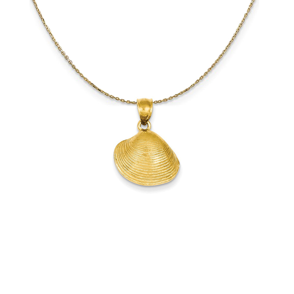 14k Yellow Gold Medium Textured Clam Shell Necklace, Item N25113 by The Black Bow Jewelry Co.