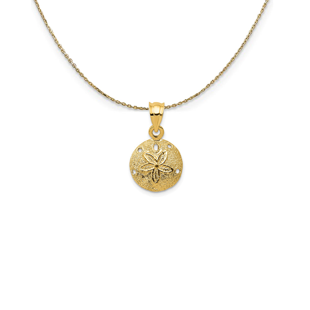 14k Yellow Gold 12mm Laser Cut Sand Dollar Necklace, Item N25145 by The Black Bow Jewelry Co.