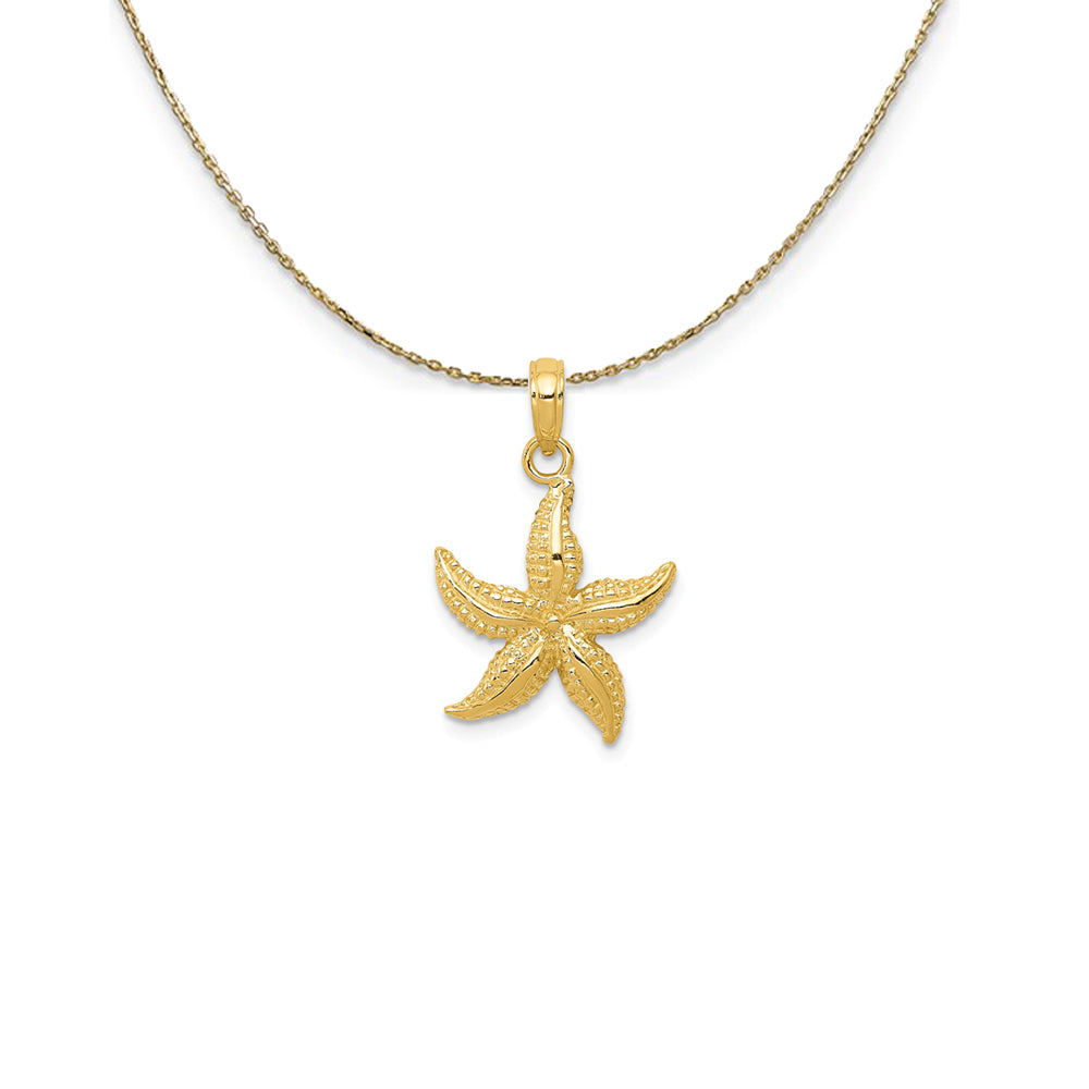 14k Yellow Gold 15mm Textured Sea Star Necklace, Item N25154 by The Black Bow Jewelry Co.