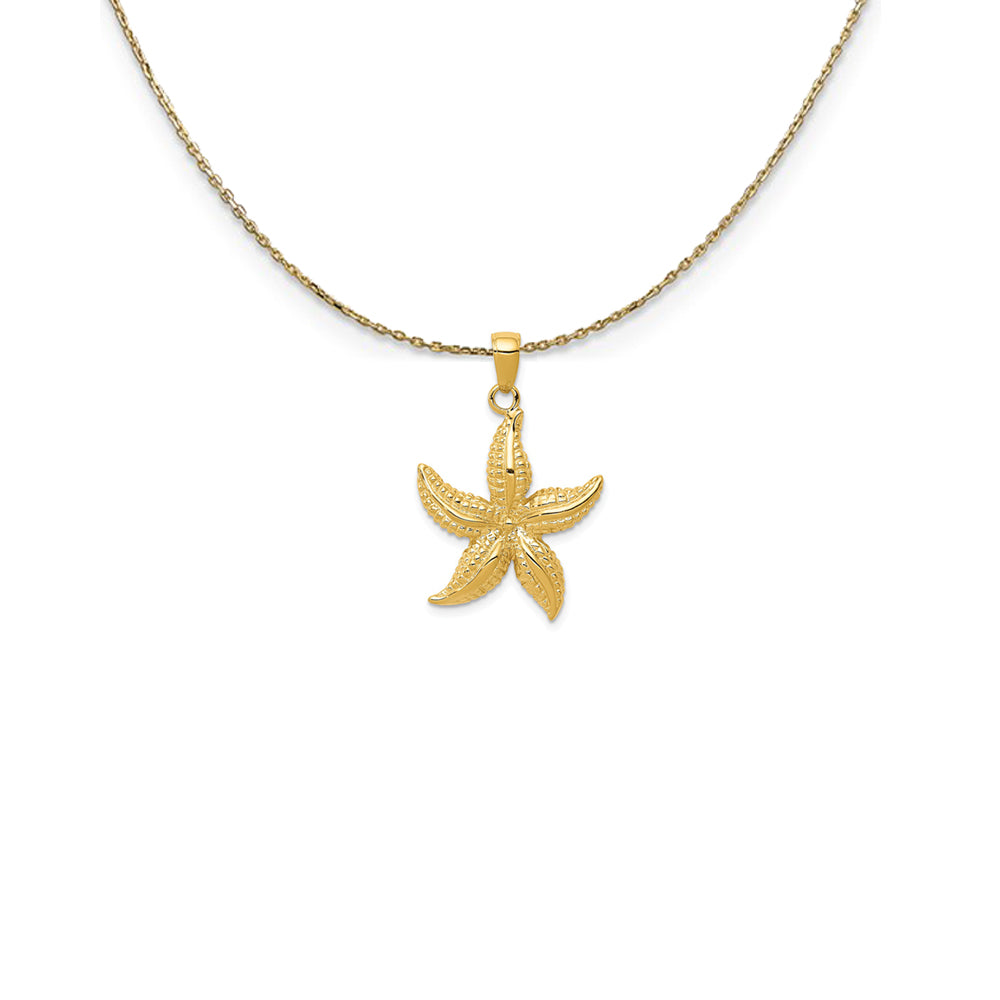 14k Yellow Gold Textured Sea Star Necklace, Item N25155 by The Black Bow Jewelry Co.