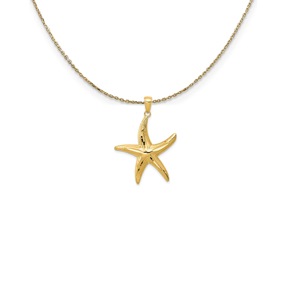 14k Yellow Gold 25mm Diamond Cut Starfish Necklace, Item N25156 by The Black Bow Jewelry Co.