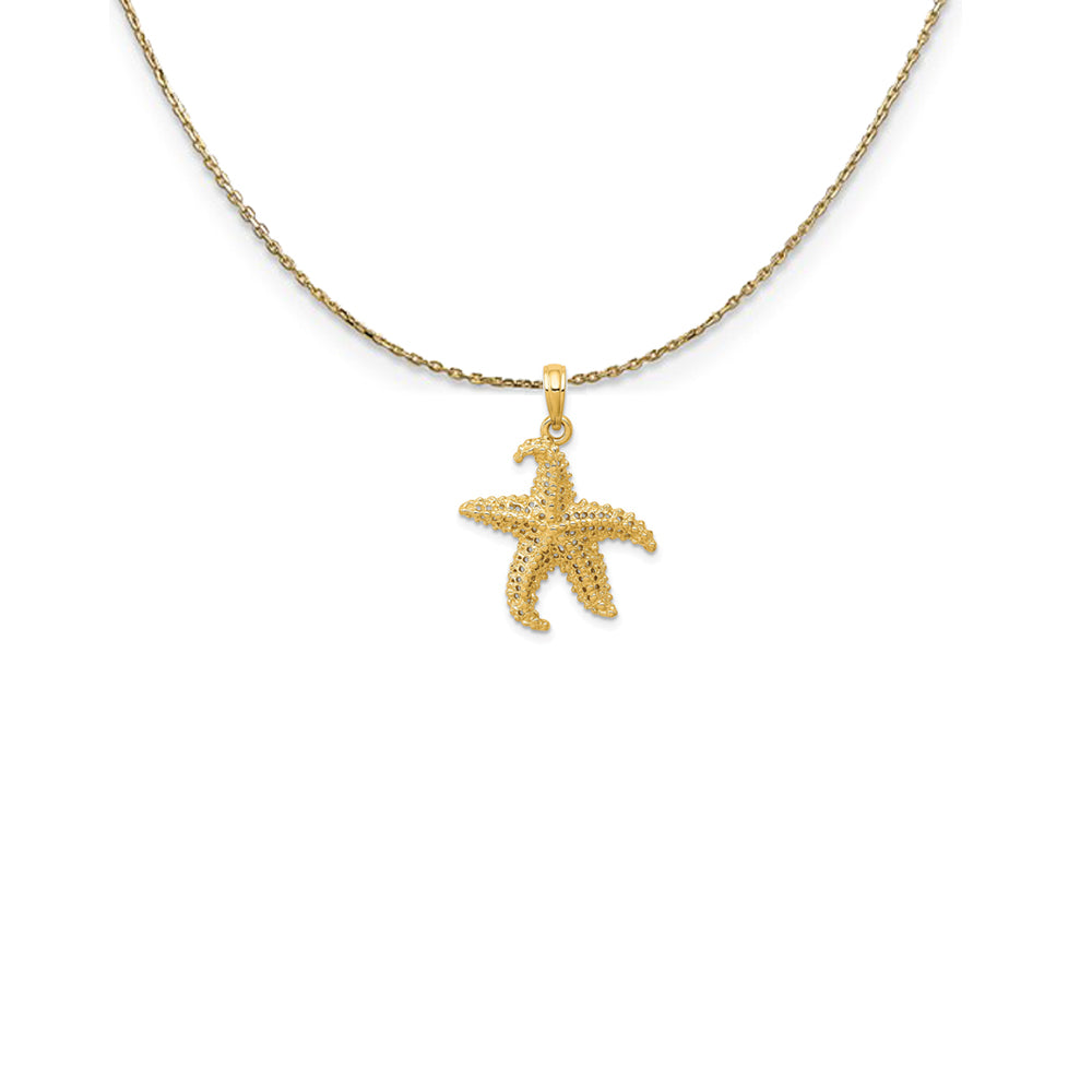 14k Yellow Gold 19mm Textured and Cutout Starfish Necklace, Item N25161 by The Black Bow Jewelry Co.