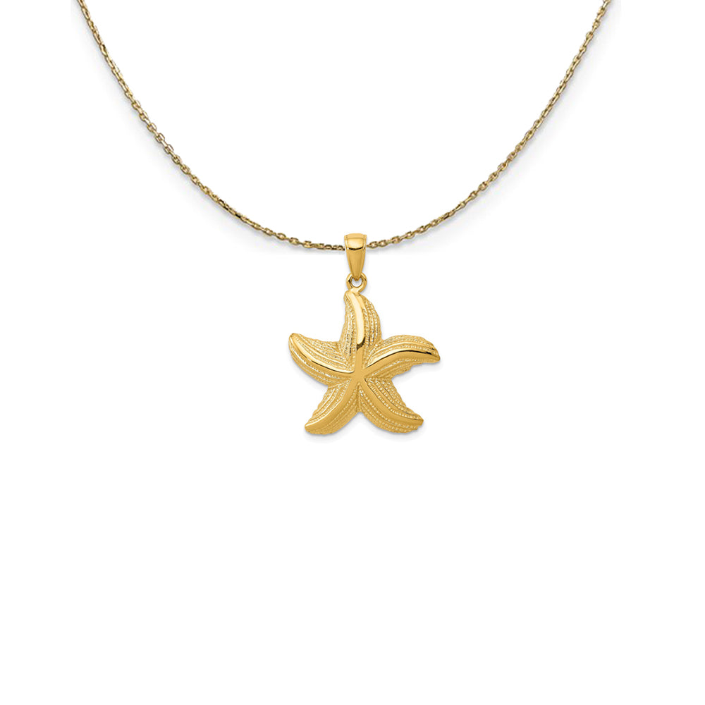 14k Yellow Gold 20mm Textured Sea Star Necklace, Item N25170 by The Black Bow Jewelry Co.