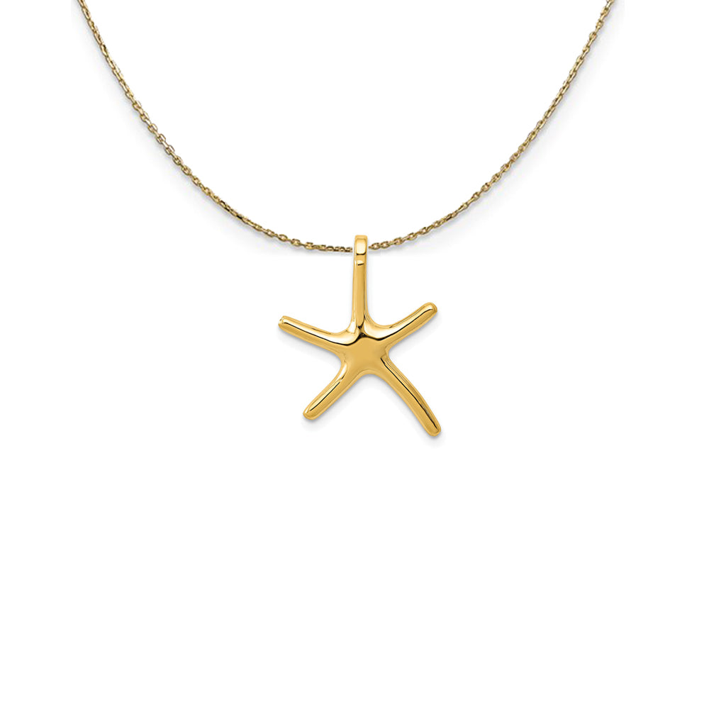 14k Yellow Gold 15mm Polished Pencil Starfish Slide Necklace, Item N25172 by The Black Bow Jewelry Co.