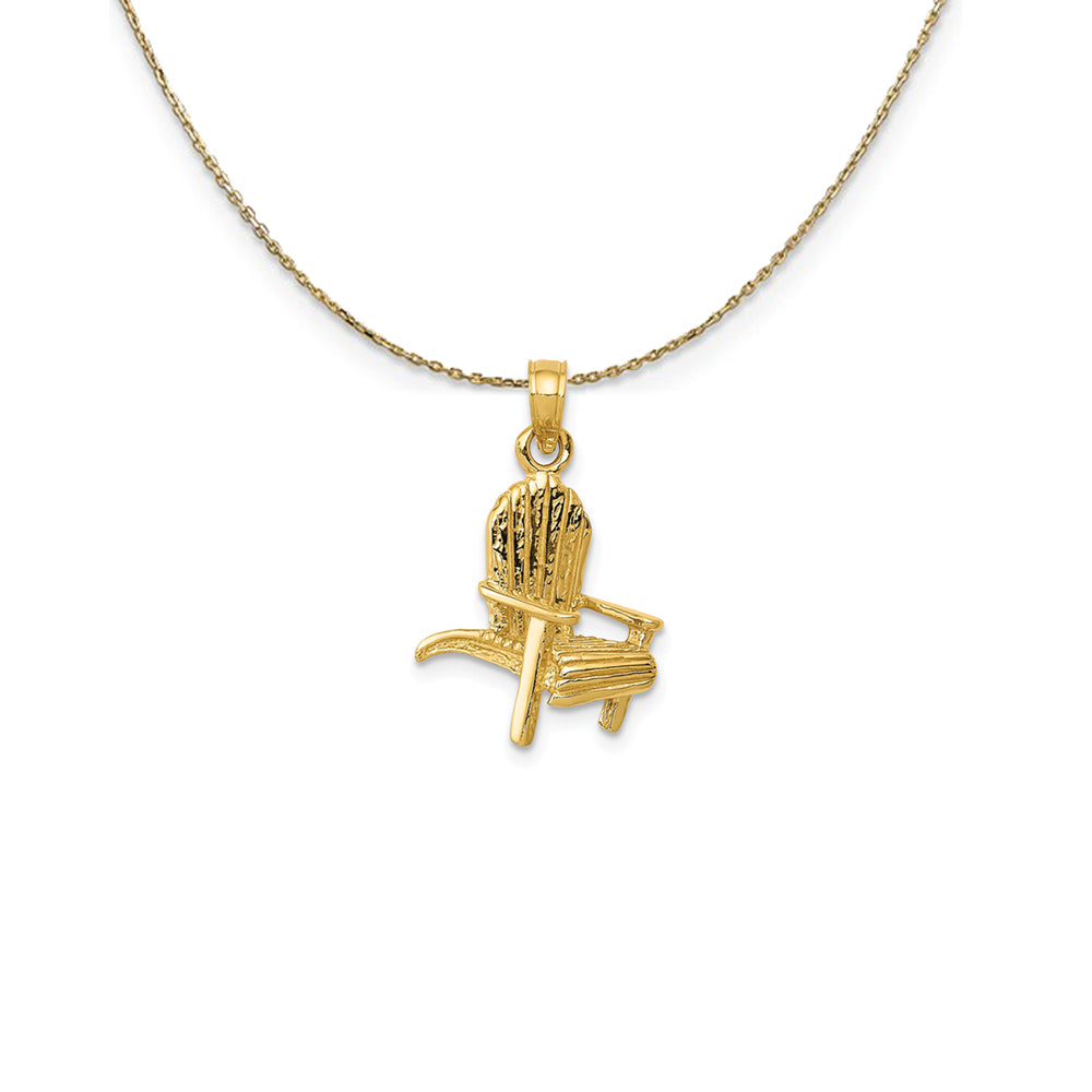 14k Yellow Gold 3D Adirondack Chair Necklace, Item N25184 by The Black Bow Jewelry Co.