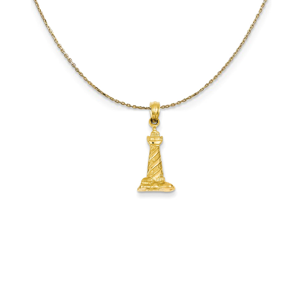 14k Yellow Gold 3D Cape Hatteras Lighthouse Necklace, Item N25196 by The Black Bow Jewelry Co.