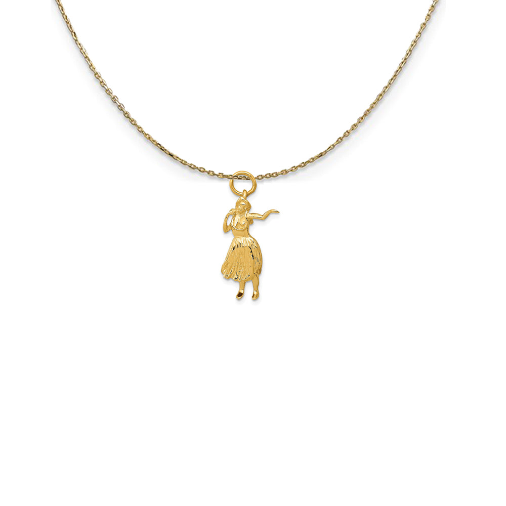 14k Yellow Gold 3D Hula Dancer Necklace, Item N25205 by The Black Bow Jewelry Co.