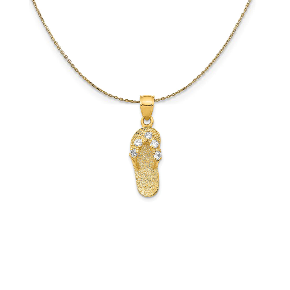 14k Yellow Gold April CZ Birthstone Flip Flop Necklace, Item N25247 by The Black Bow Jewelry Co.