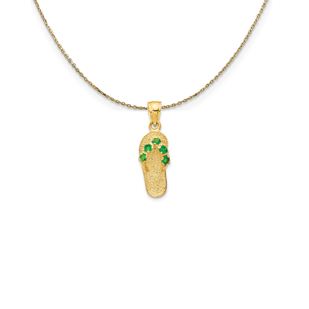 14k Yellow Gold May CZ Birthstone Flip Flop Necklace, Item N25248 by The Black Bow Jewelry Co.